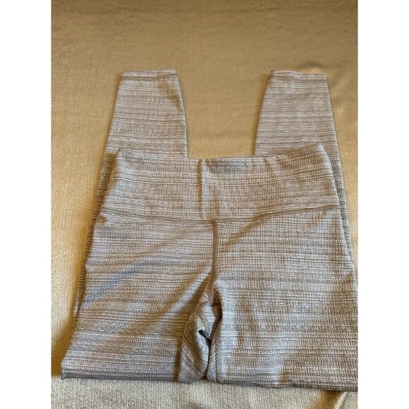 Athleta Jacquard Chaturanga Tight Leggings Small Light Tan White Textured - Picture 2 of 9